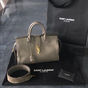 YSL Gray Shoulder Bag with Top Handles